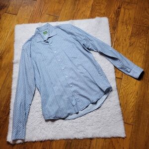 Sid Mashburn Long Sleeve Button Up Shirt Men's Medium CATS Blue Print Cotton